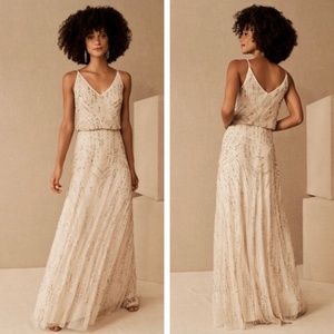 Fidelia Beaded Maxi Dress in Oyster: NWOT Size 4